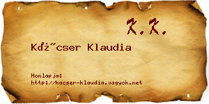 Kácser Klaudia névjegykártya