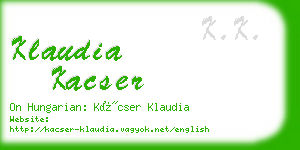 klaudia kacser business card